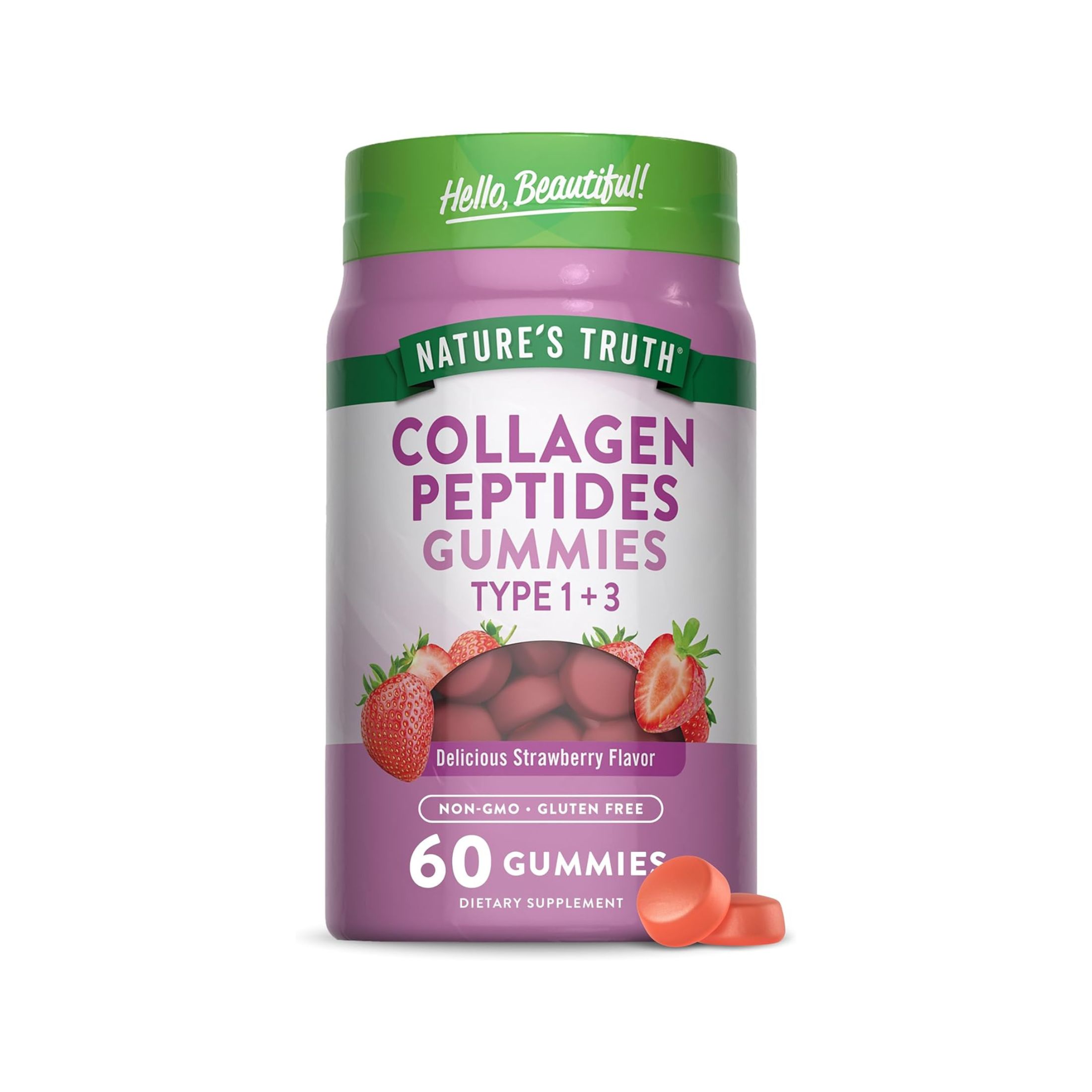 Nature's Truth Beauty Collagen Type 1 + 3 Gummies - Natural Strawberry Flavor 60ct