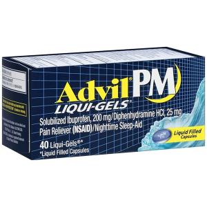Advil PM Liqui-Gels Pain Reliever/Nighttime Sleep Aid Liquid Filled Capsules, 200mg Ibuprofen, 25mg Diphenhydramine