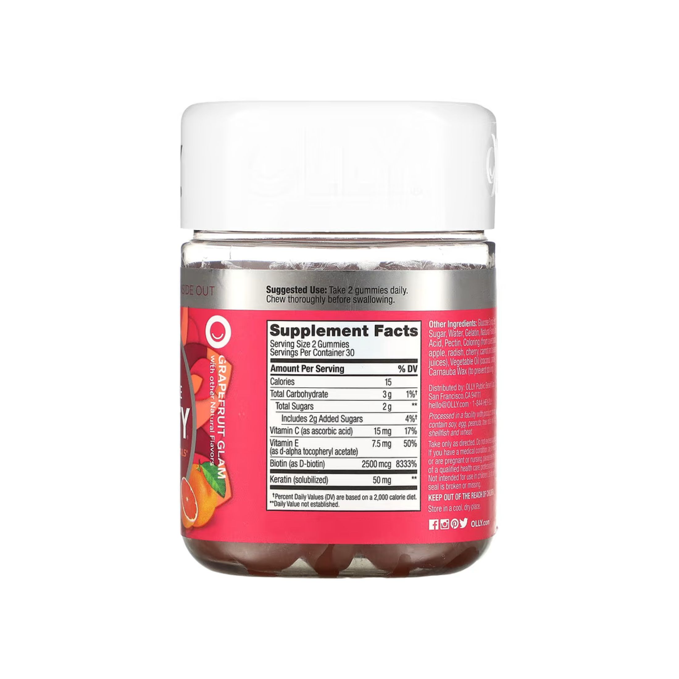 Olly Undeniable Beauty Gummy For Hair, Skin, Nails, Grapefruit