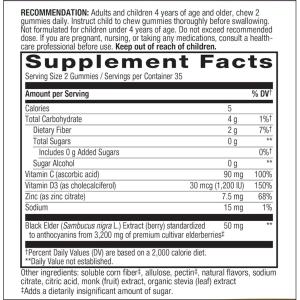 Nature's Truth Sambucus Black Elderberry + Vitamin C & Zinc Vegan Gummies - Natural Berry Flavor 50ct