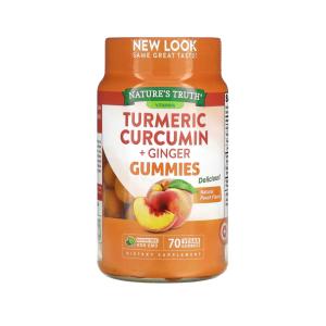 Nature's Truth Turmeric Curcumin + Ginger, Vegan Gummies, Natural Peach Flavor