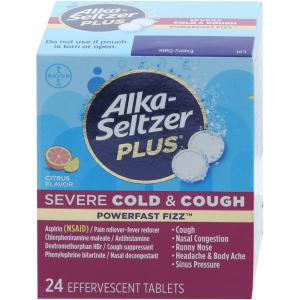 Alka-Seltzer Plus PowerFast Fizz Severe Cold & Cough, Effervescent Tablets, Citrus Flavor