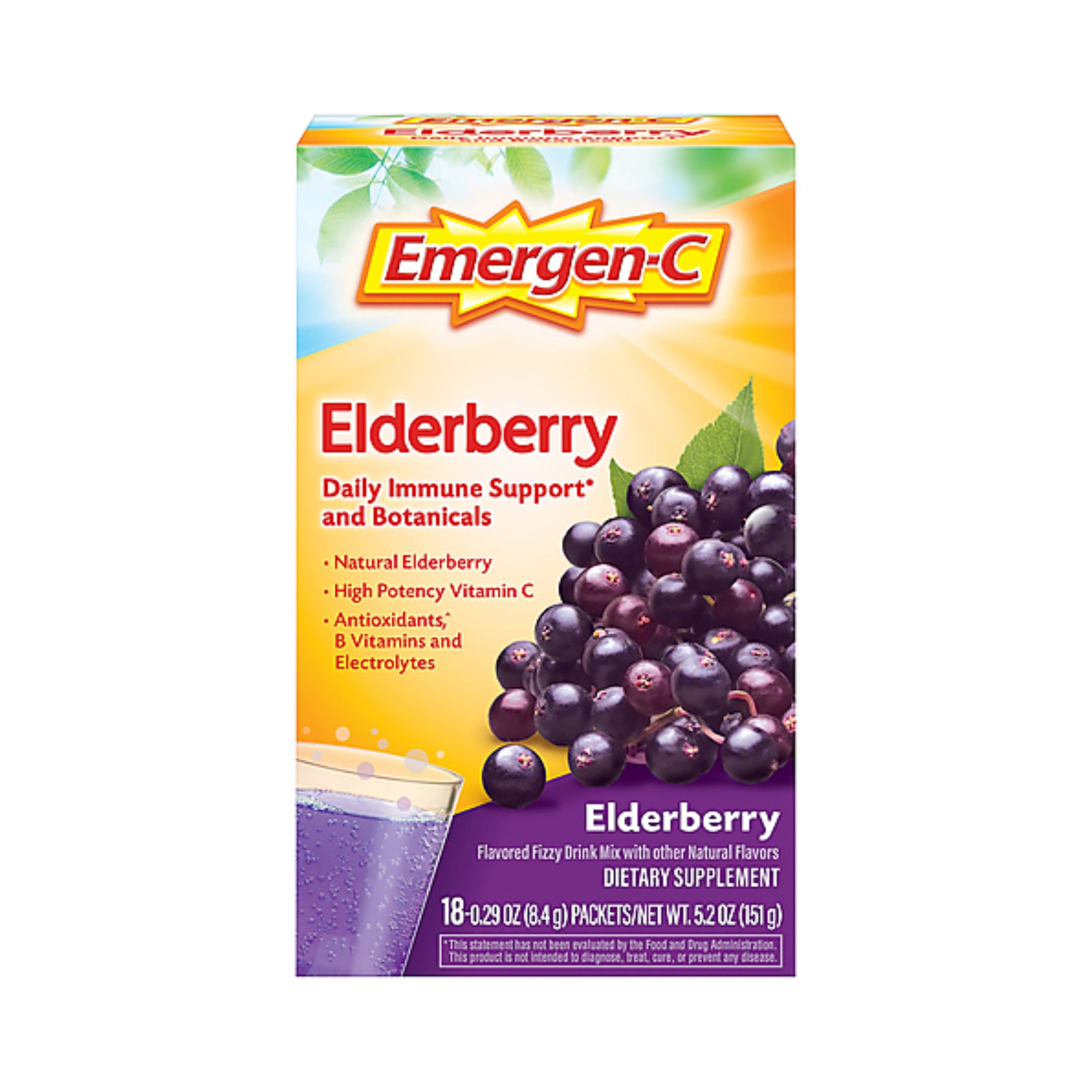 Emergen-C Fizzy Drink Mix Immune Support Elderberry