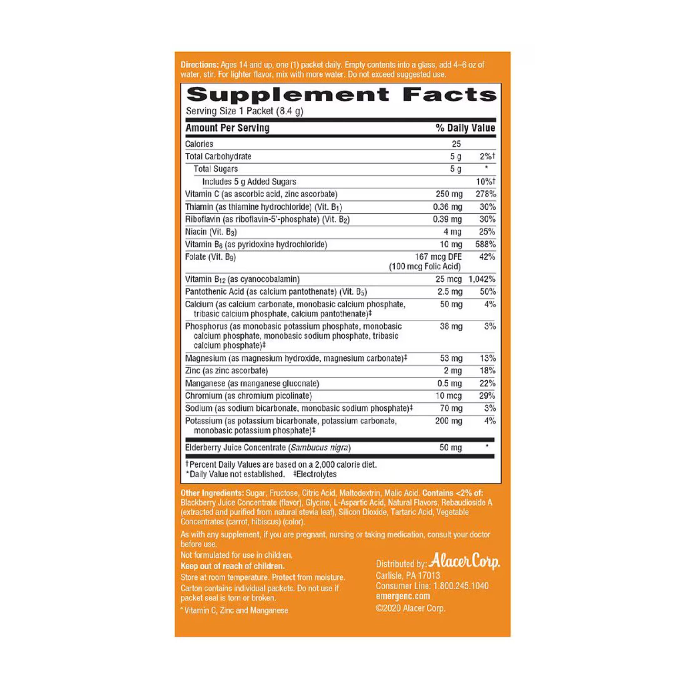 Emergen-C Fizzy Drink Mix Immune Support Elderberry