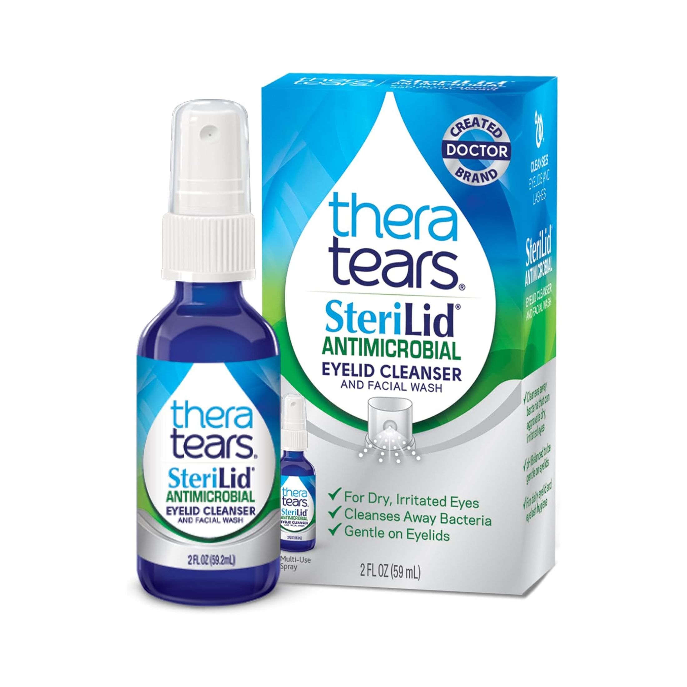 Thera Tears SteriLid Antimicrobial Eyelid Cleanser And Facial Wash Multi-Use Spray 2 Fl. Oz. Box