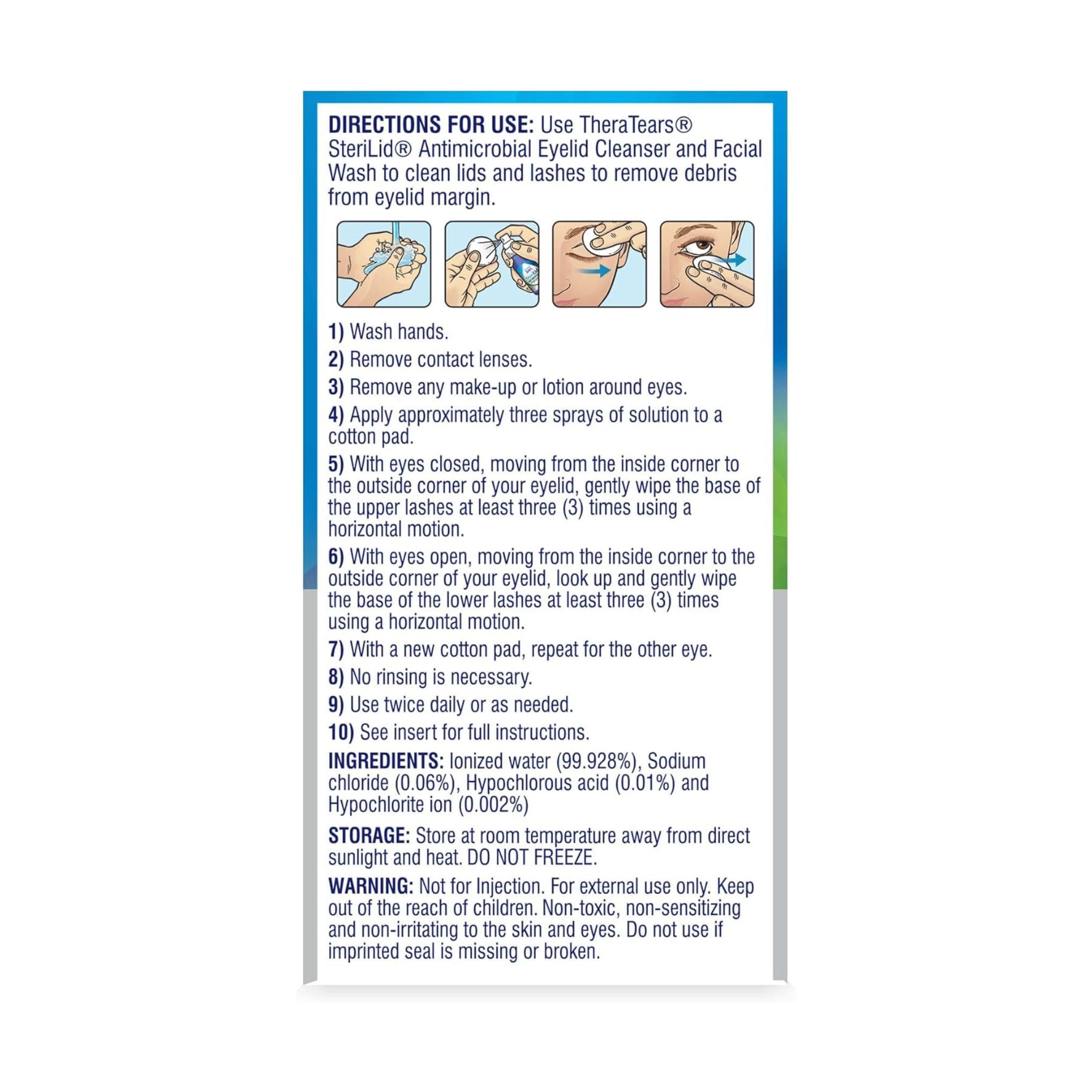 Thera Tears SteriLid Antimicrobial Eyelid Cleanser And Facial Wash Multi-Use Spray 2 Fl. Oz. Box
