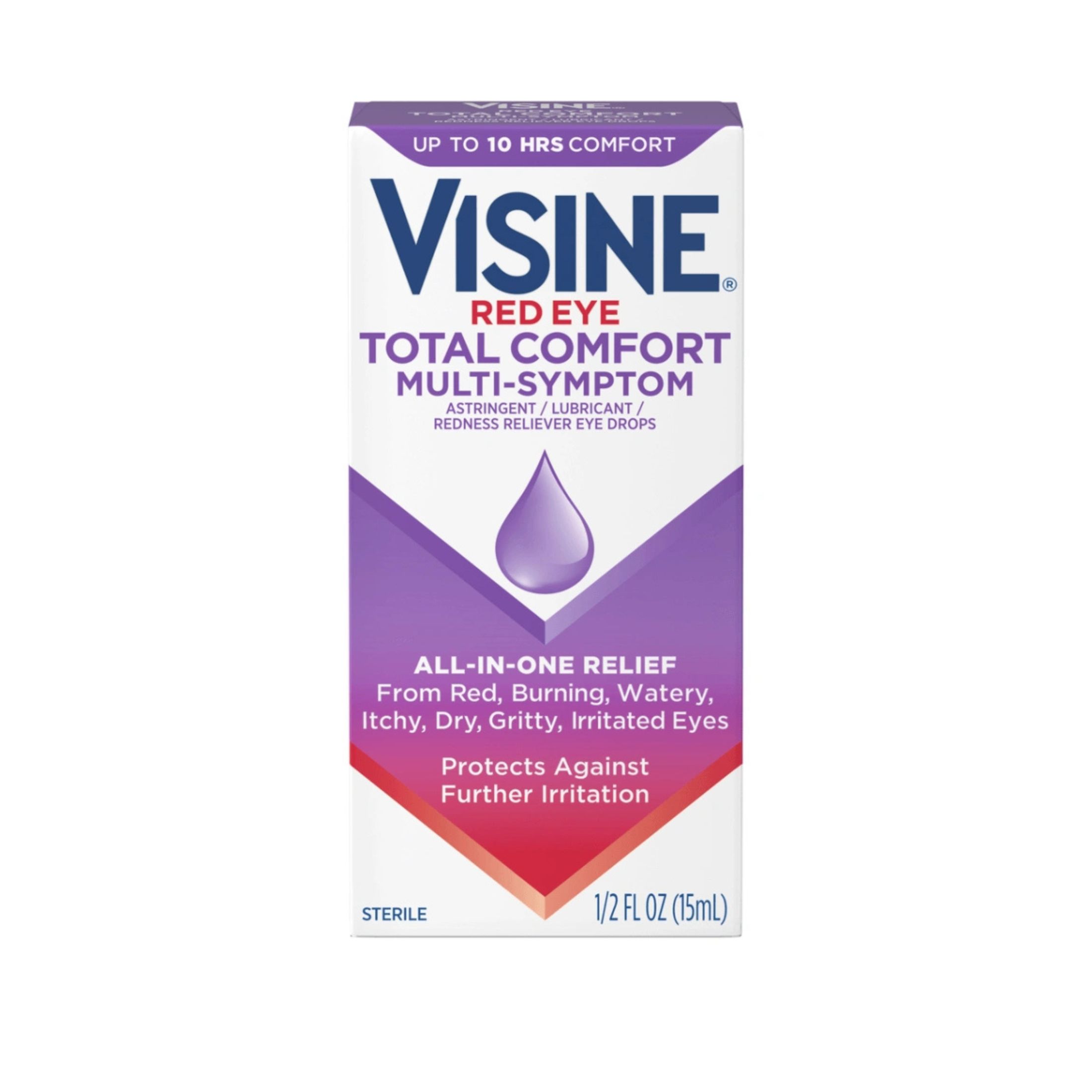 Visine Red Eye, Total Comfort Multi-Symptom Eye Drops, 1/2 Fl Oz (15 Ml)