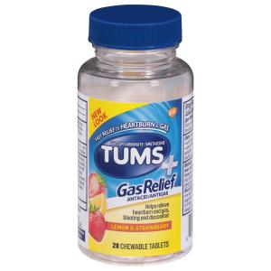 Tums Lemon & Strawberry Gas Relief Antacid Chewable Tablets