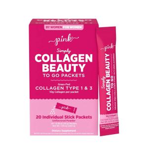 Nature's Truth Pink Vitamins Simply Collagen Beauty To Go Unflavored Powder Stick Packs - 20ct