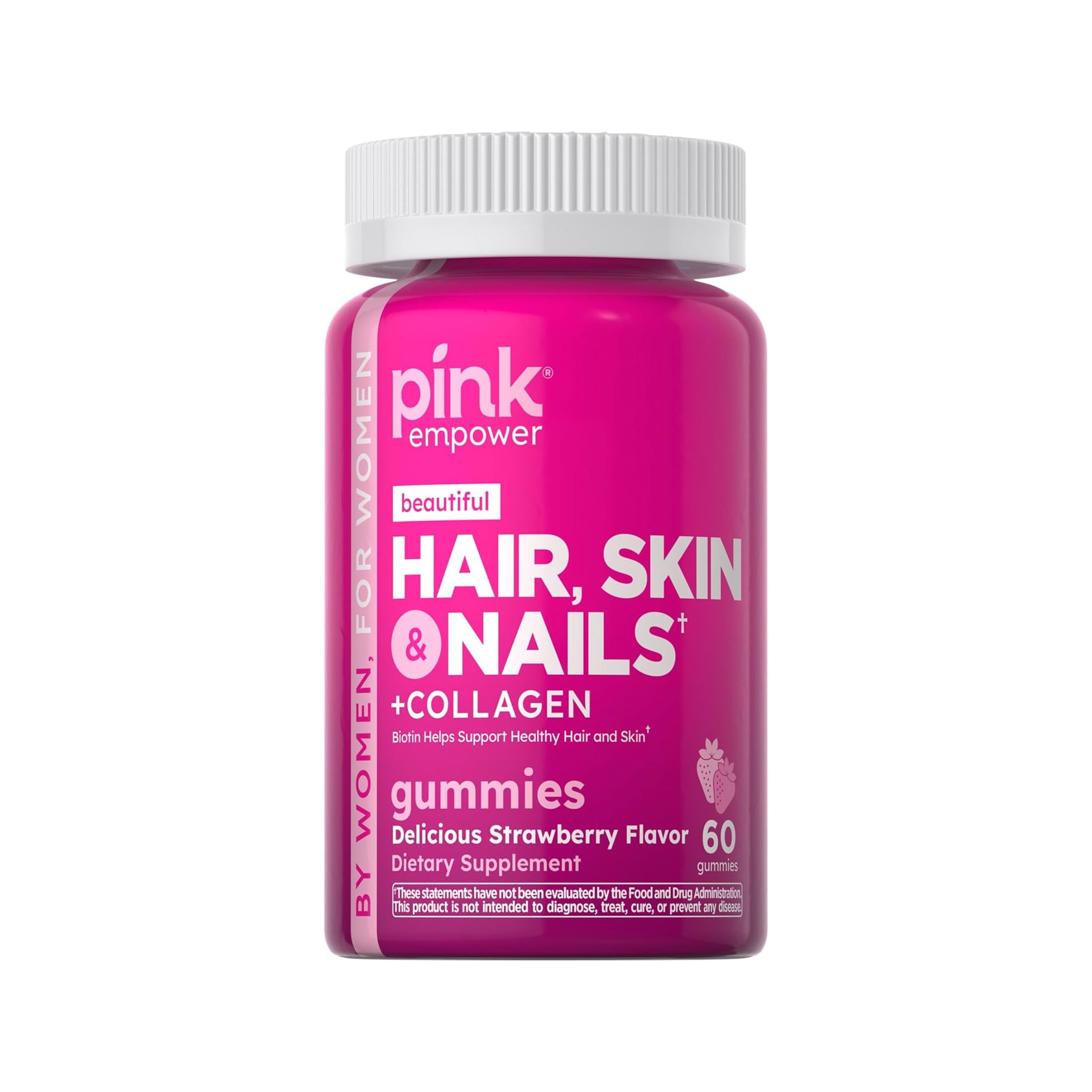Pink Beautiful Hair Skin & Nails + Collagen Gummies - Strawberry