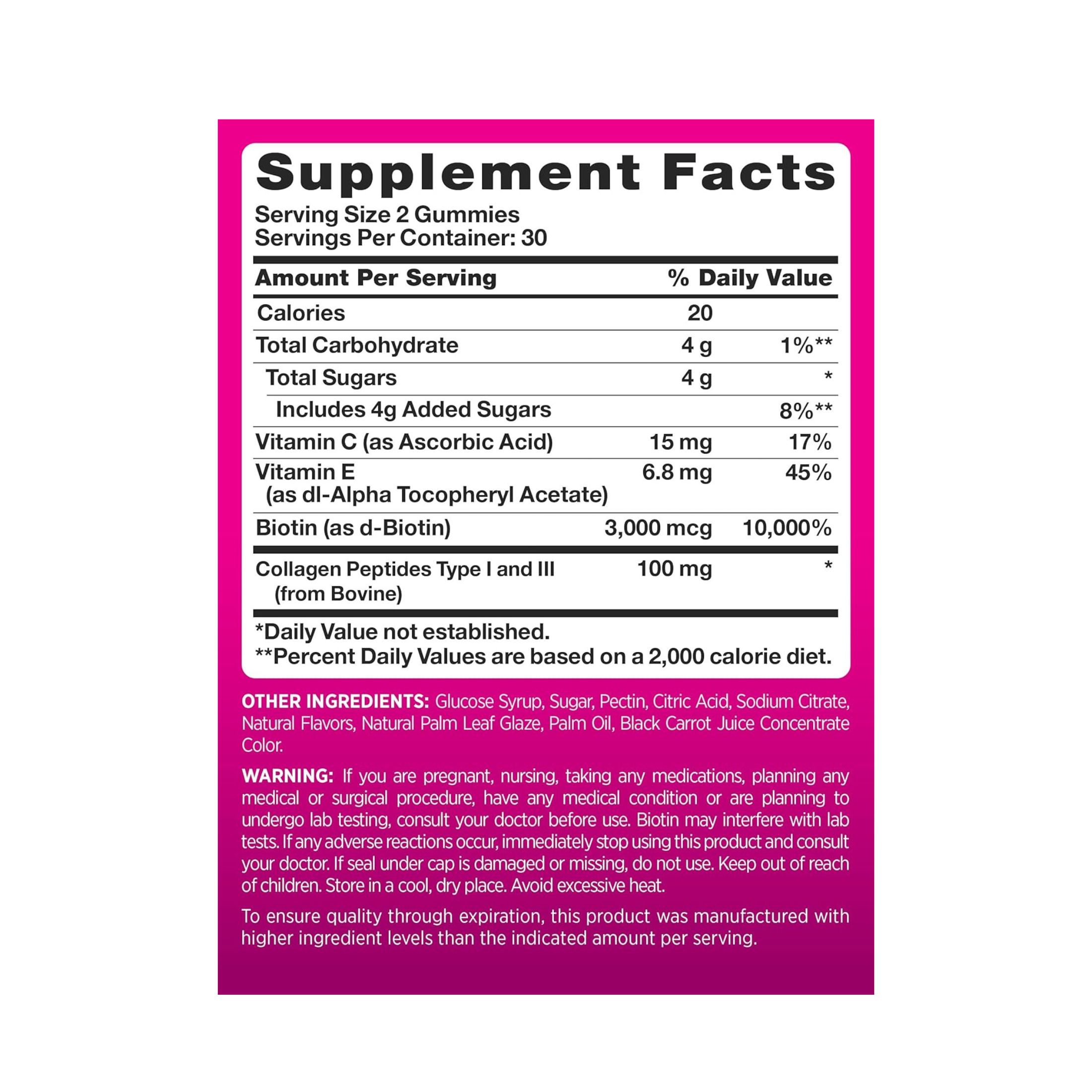 Pink Beautiful Hair Skin & Nails + Collagen Gummies - Strawberry