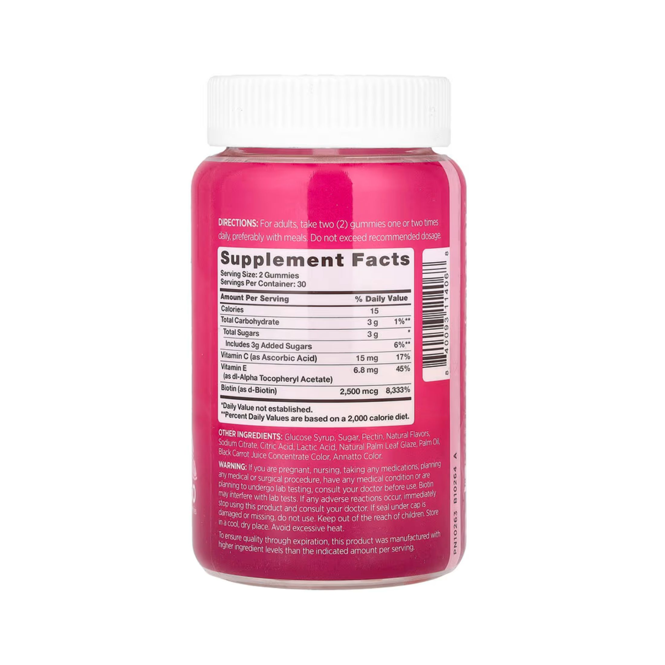 Pink Vitamins Biotin Beautiful Gummies - Natural Fruit - 60ct