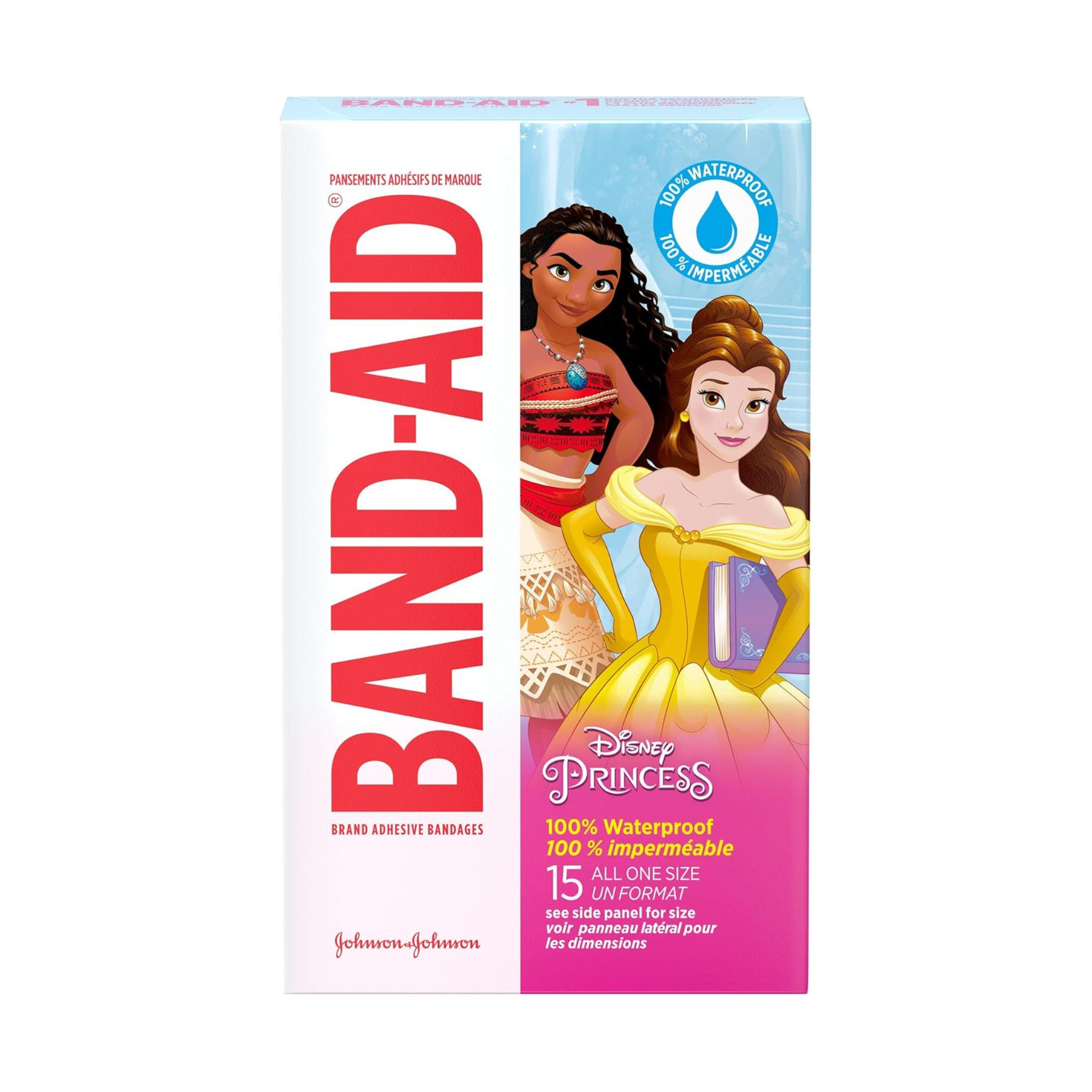 Band-Aid Disney Princess 100% Waterproof Adhesive Bandages 15 All One Size