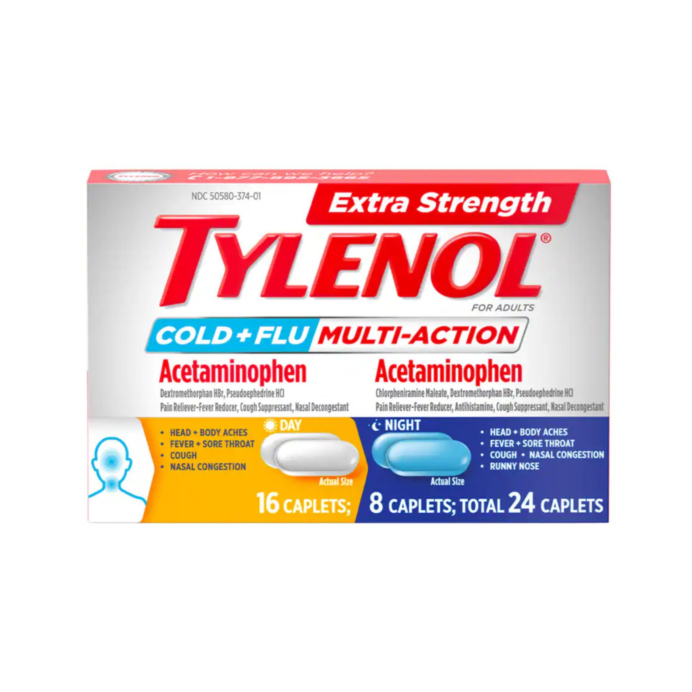 Tylenol Extra Strength Cold & Flu Multi Action 24 Caplets