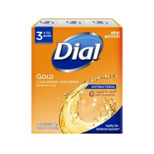 Dial Antibacterial Deodorant Bar Soap, Gold, 4 Ounce, 3 Bars