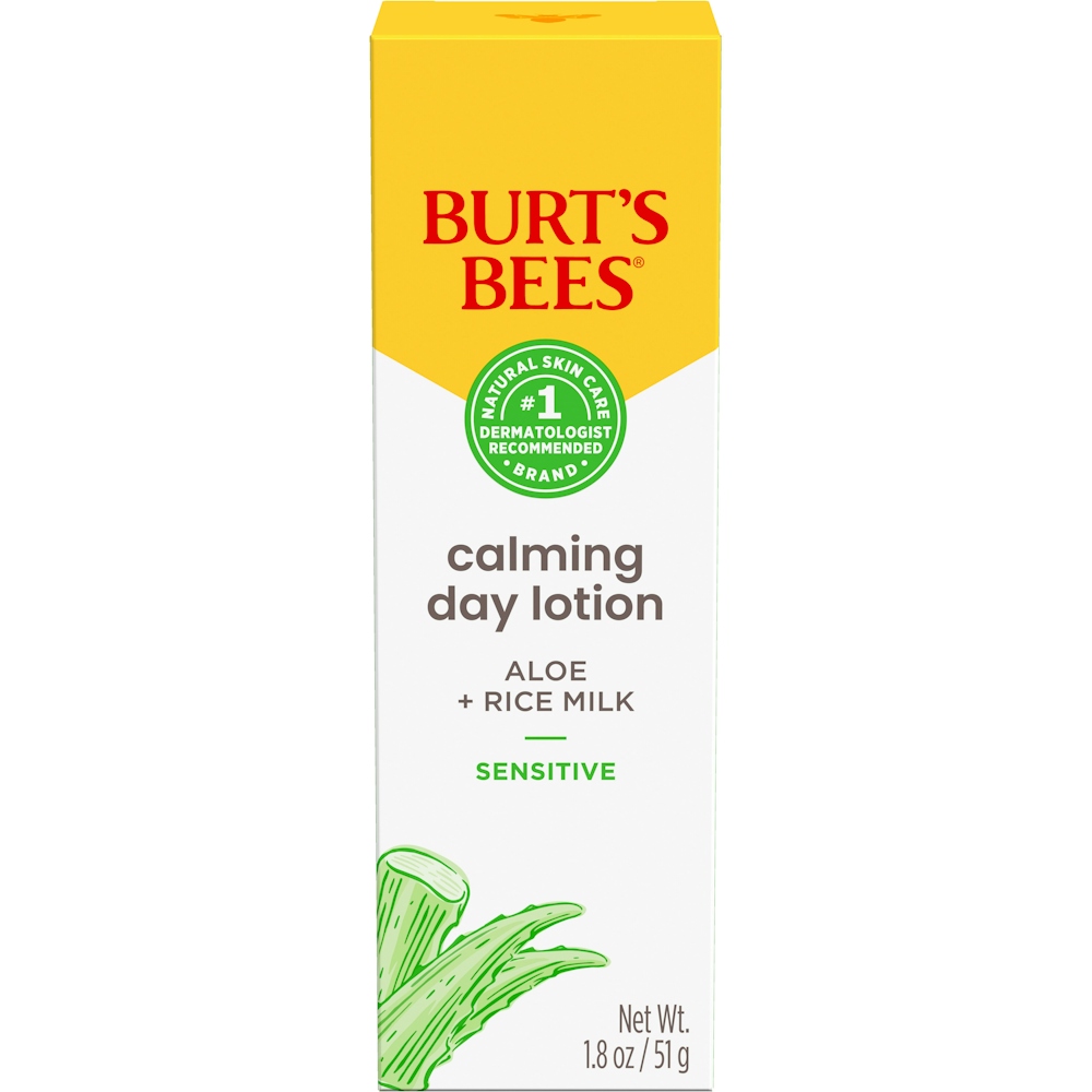 Burt's Bees Calming Day Lotion With Aloe And Rice Milk For Sensitive Skin, 98.8% Natural Origin, 1.8 Fluid Ounces