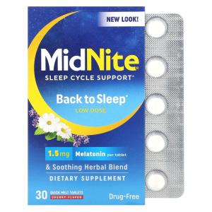 MidNite Sleep Cycle Support, Low Dose, Cherry, 1.5 Mg, 30 Quick Melt Tablets