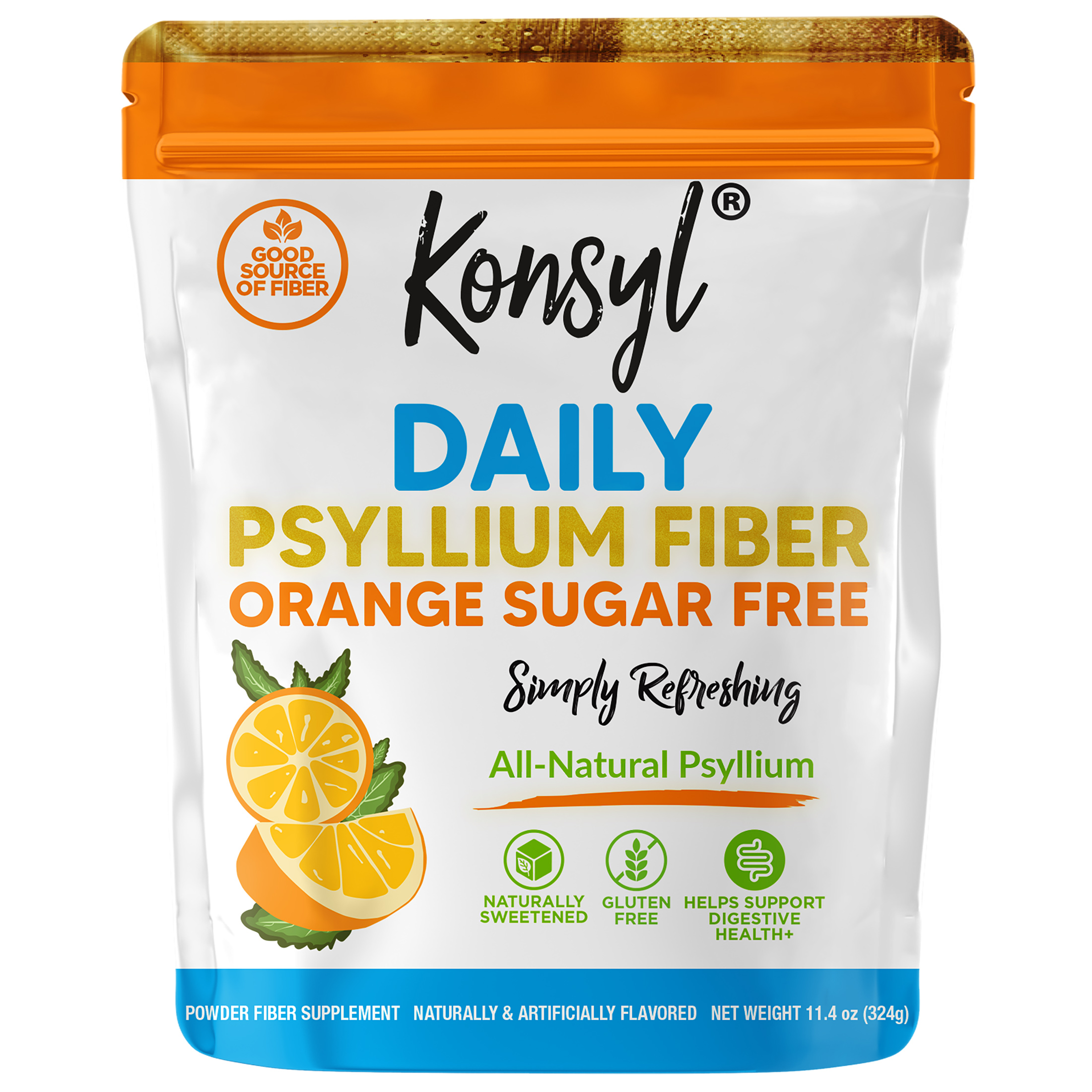 Konsyl Daily Psyllium Fiber Orange Sugar Free Powder