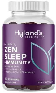 Hyland's Naturals Rest & Fortify Zen Sleep Aid + Immune Support - 42 Vegan Gummies - With Melatonin + L-Theanine For Sleep Support And Organic Black Elderberry, Vitamin C And Zinc For Immune Support