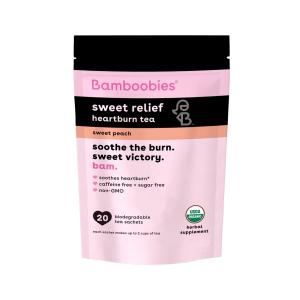 Bamboobies Pregnancy Tea For Nursing Support - 10 Tea Bags - Sweet Peach - Soothes Heartburn - Organic, Non GMO, Caffeine Free, And Sugar Free - Breastfeeding Supplement - Herbal Tea