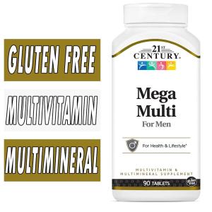 21st Century Mega Multi For Men, Multivitamin & Multimineral, 90 Tablets
