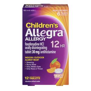 Allegra Tablets 12 Hr Non-Drowsy Indoor/Outdoor Children's Orange Cream Flavor Allergy Relief