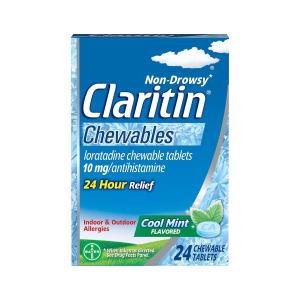 Claritin Non-Drowsy Cool Mint Flavored Loratadine 10 Mg Chewable Tablets 8 Ea Box