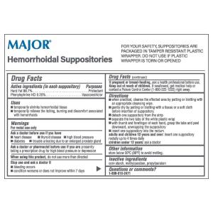 Major Hemorrhoidal Suppositories