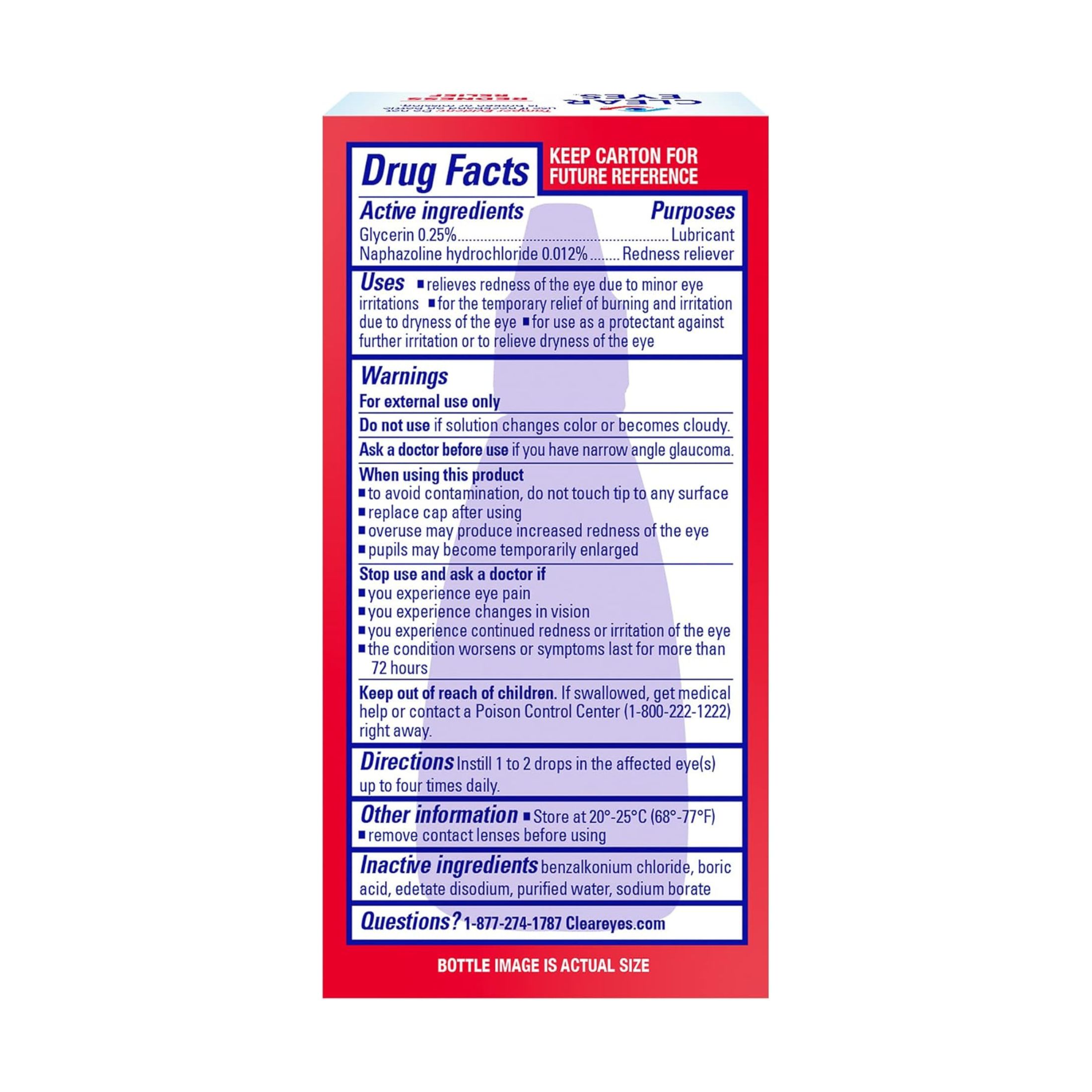 Clear Eyes Maximum Redness Relief Lubricant/Redness Reliever Eye Drops, 0.5 Fl Oz