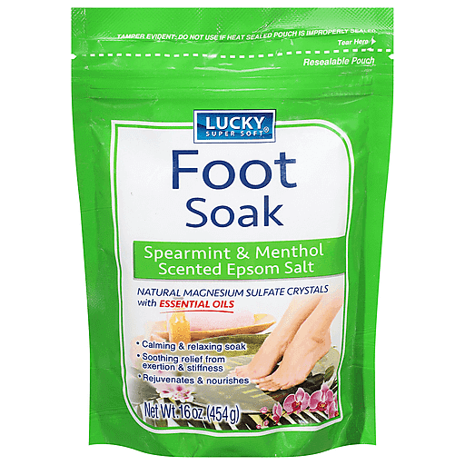 Lucky Super Soft Epsom Salt, Foot Soak, Spearmint & Menthol Scented 16 Oz