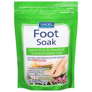 Lucky Super Soft Epsom Salt, Foot Soak, Spearmint & Menthol Scented 16 Oz