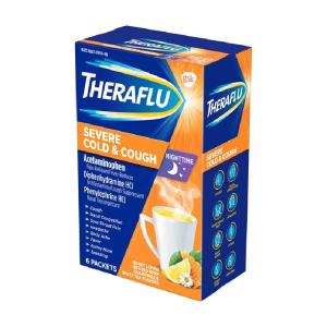Theraflu Nighttime Severe Cold & Cough Packets, Honey Lemon, Chamomile & White Tea Flavors