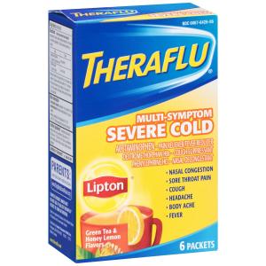 Theraflu Multi-symptom Severe Cold Relief Powder - Acetaminophen - Green Tea & Honey Lemon - 6ct