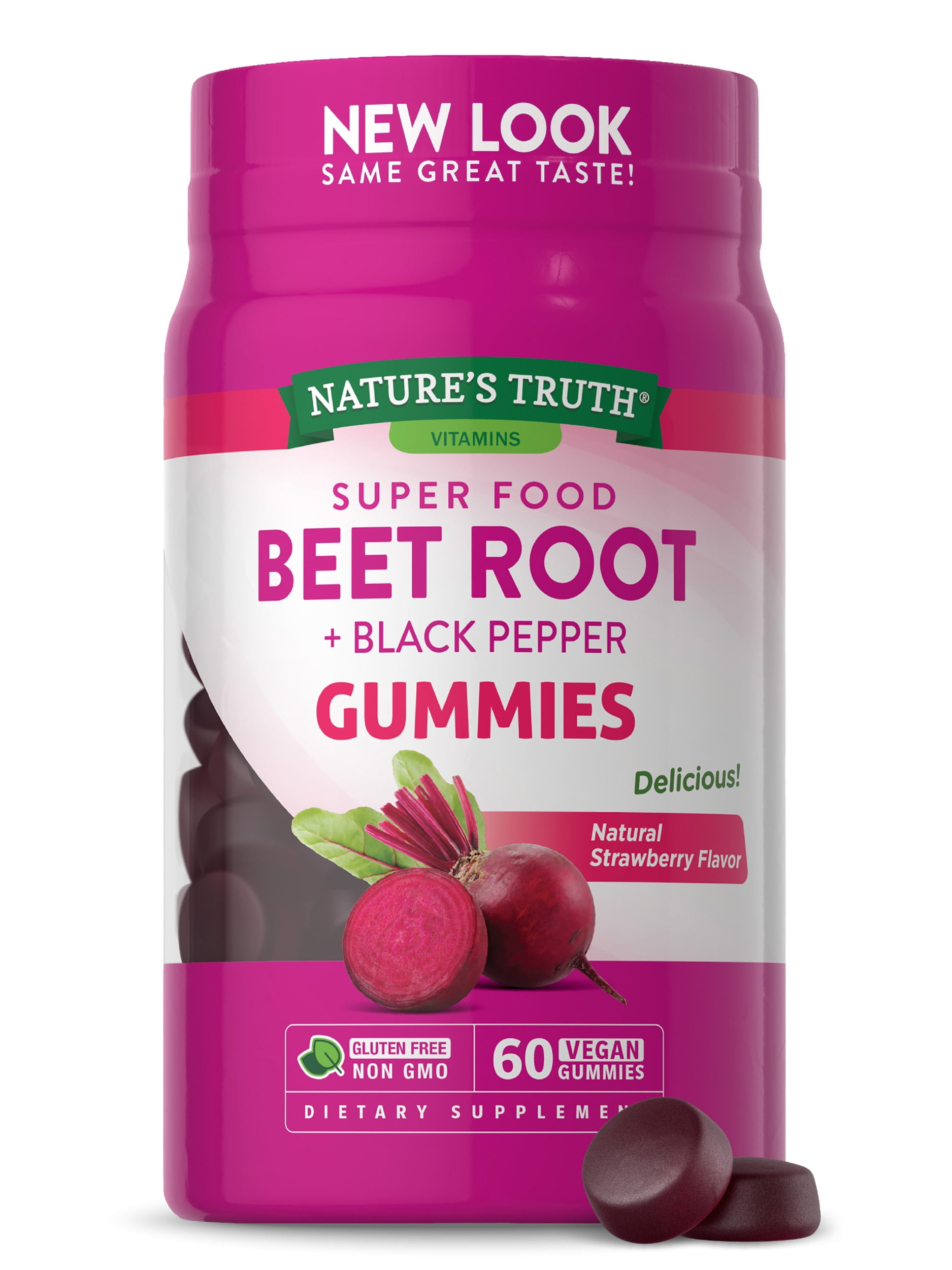 Nature's Truth Beet Root + Black Pepper, Vegan, Super Food, Gummies, Natural Strawberry Flavor