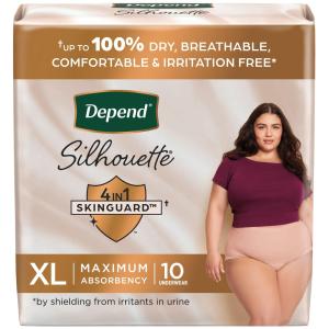 Depend Silhouette Incontinence Underwear For Women, Maximum Absorbency, Pink, X-Large