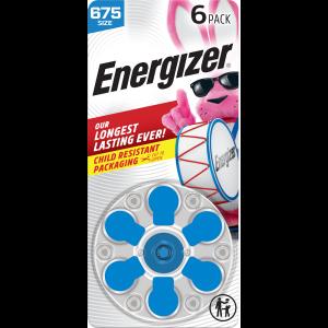 Energizer Hearing Aid Batteries Size 675, Blue Tab