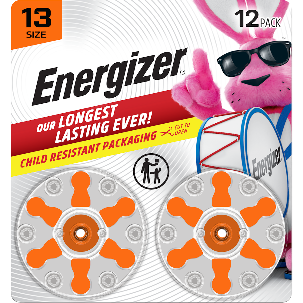 Energizer Hearing Aid Batteries Size 13, Orange Tab