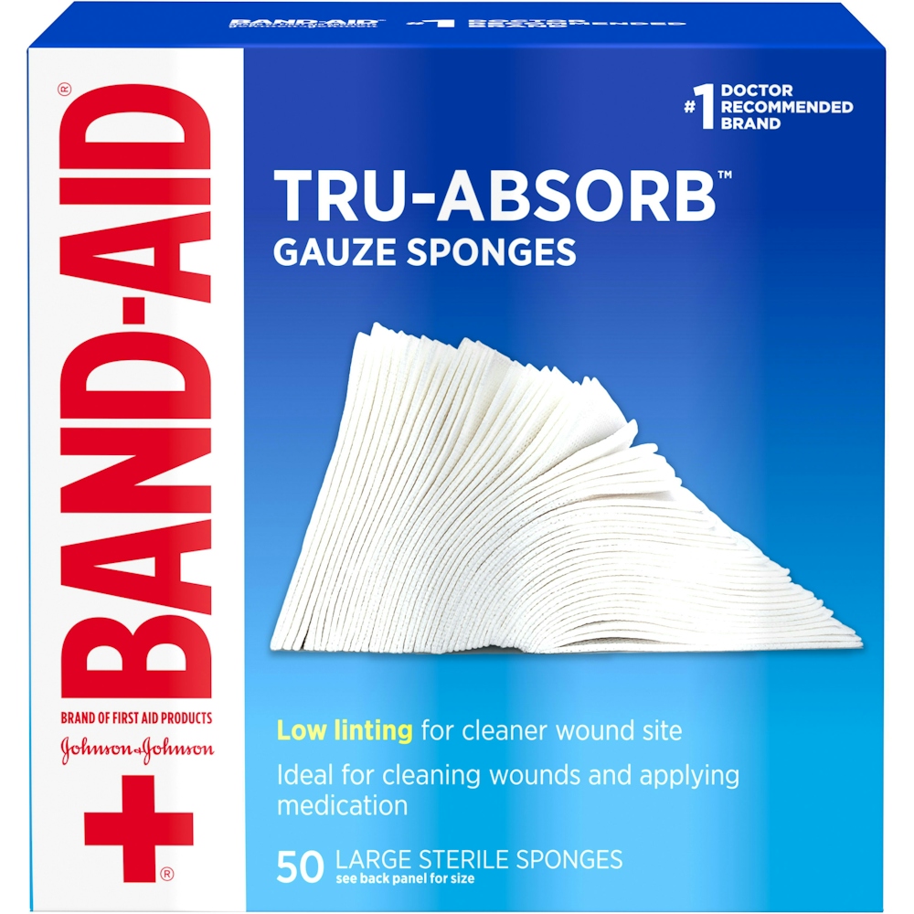 Band-Aid Tru-Absorb, Gauze Sponges, Sterile, Large