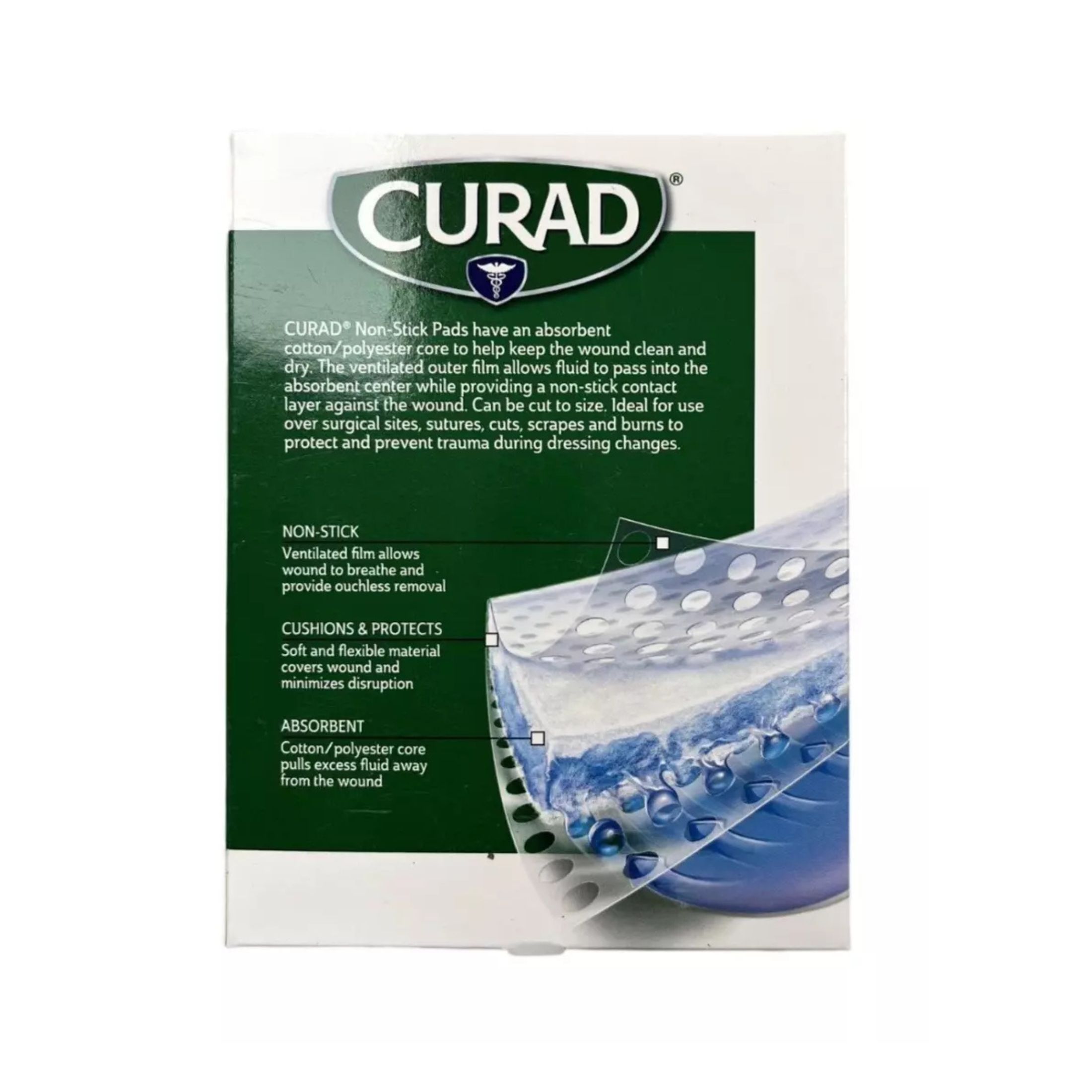 Curad Non Stick Pads, With Adhesive Tabs