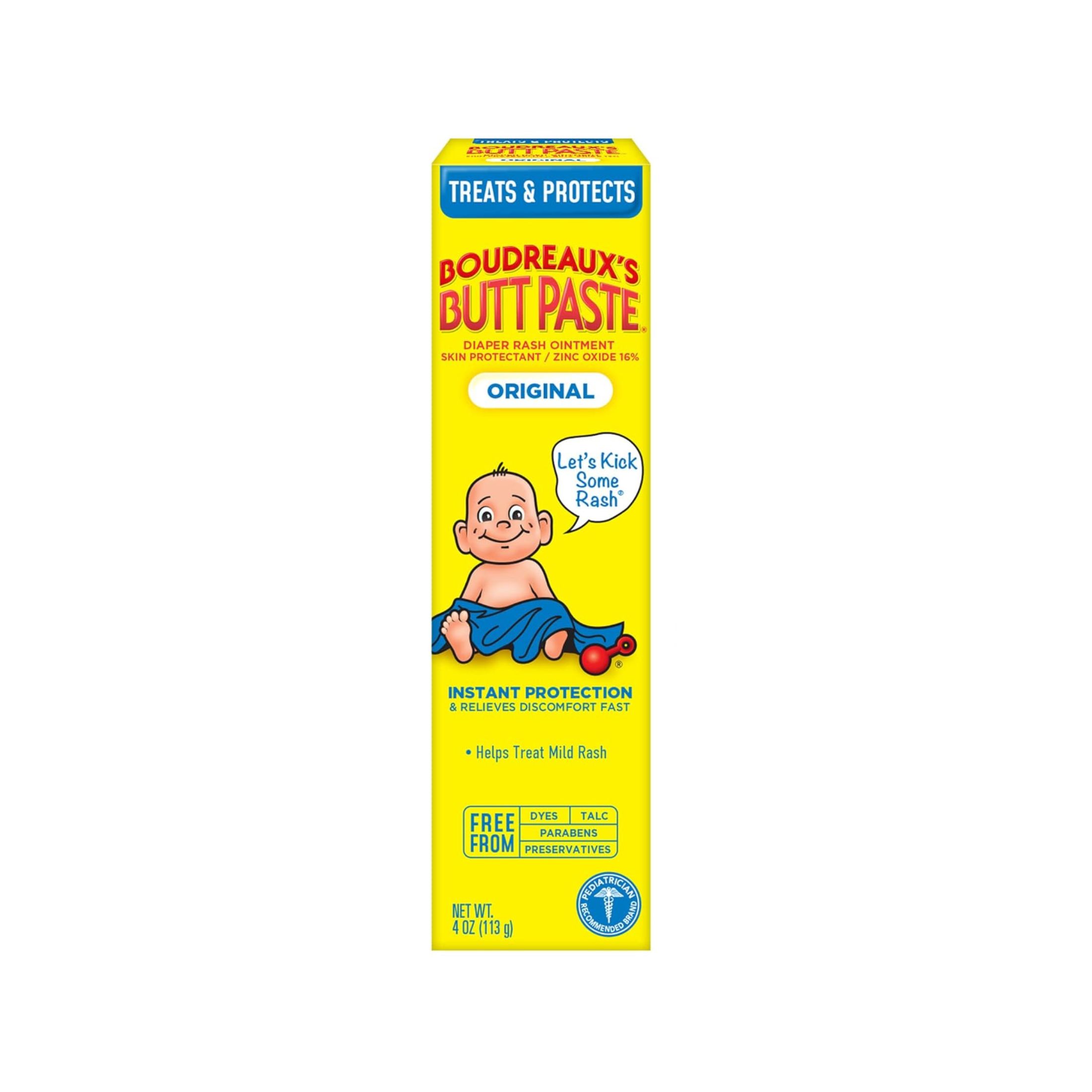 Boudreaux's Butt Paste Original Diaper Rash Cream, Ointment For Baby, 4 Oz Tube