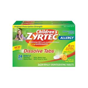 Children's Zyrtec Allergy Relief, Original Prescription Strength, 10 Mg, Dissolve Tabs, Citrus Flavor, 24 Hour