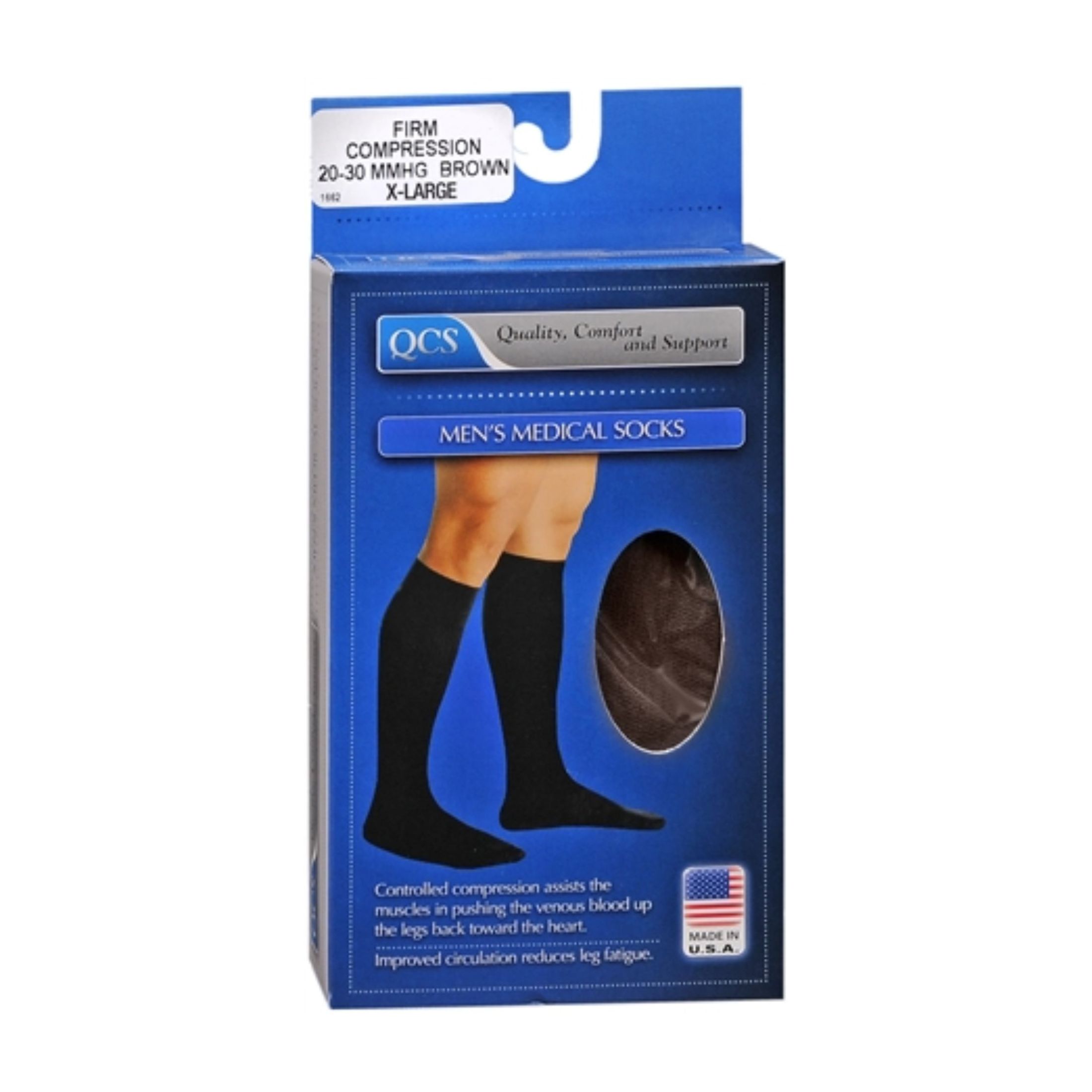 Preferred Pharmacy QCS Men's Medical Legwear Firm Brown Large 1 Pair