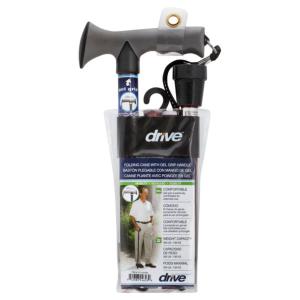 Drive Medical Adjustable Lightweight Black Folding Cane With Gel Hand Grip
