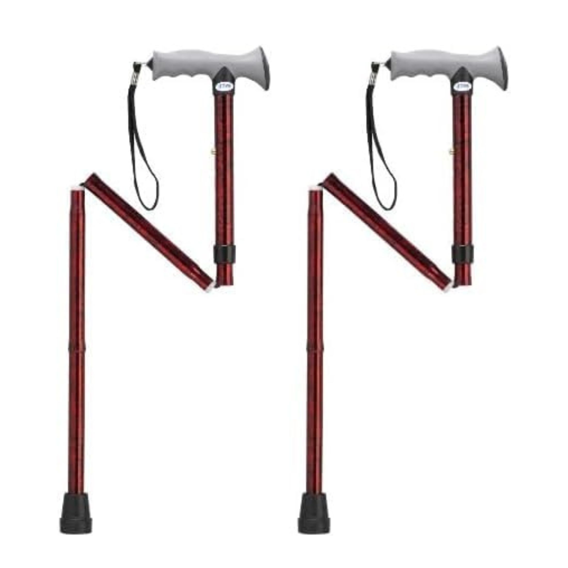 Drive Medical Adjustable Lightweight Red Crackle Folding Cane With Gel Hand Grip