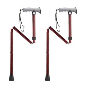 Drive Medical Adjustable Lightweight Red Crackle Folding Cane With Gel Hand Grip
