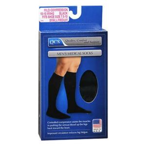 QCS Men's Medical Legwear Socks Firm, Black Extra Large - 1 Pr