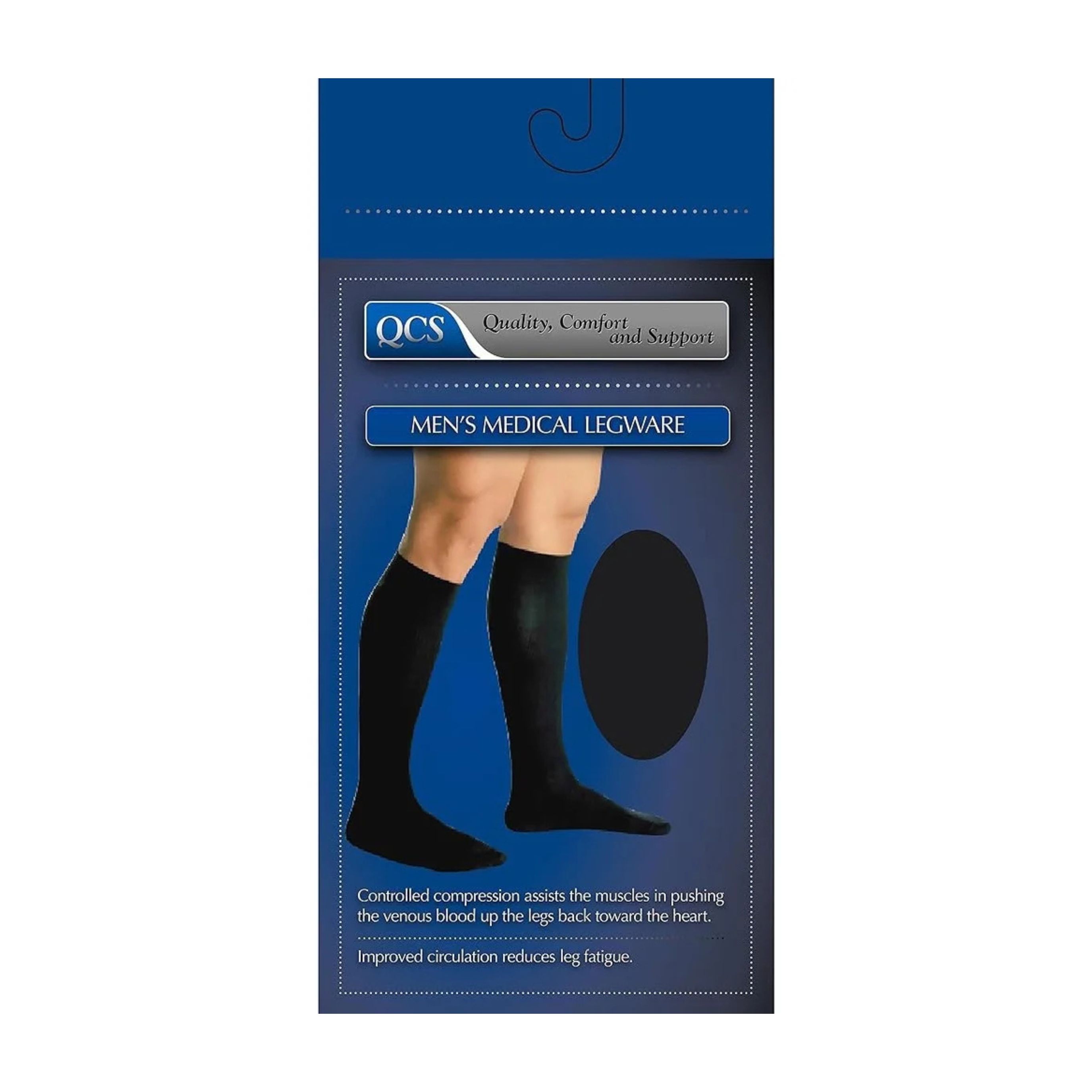 QCS Men's Medical Legwear Firm Black Medium - 1 Pair