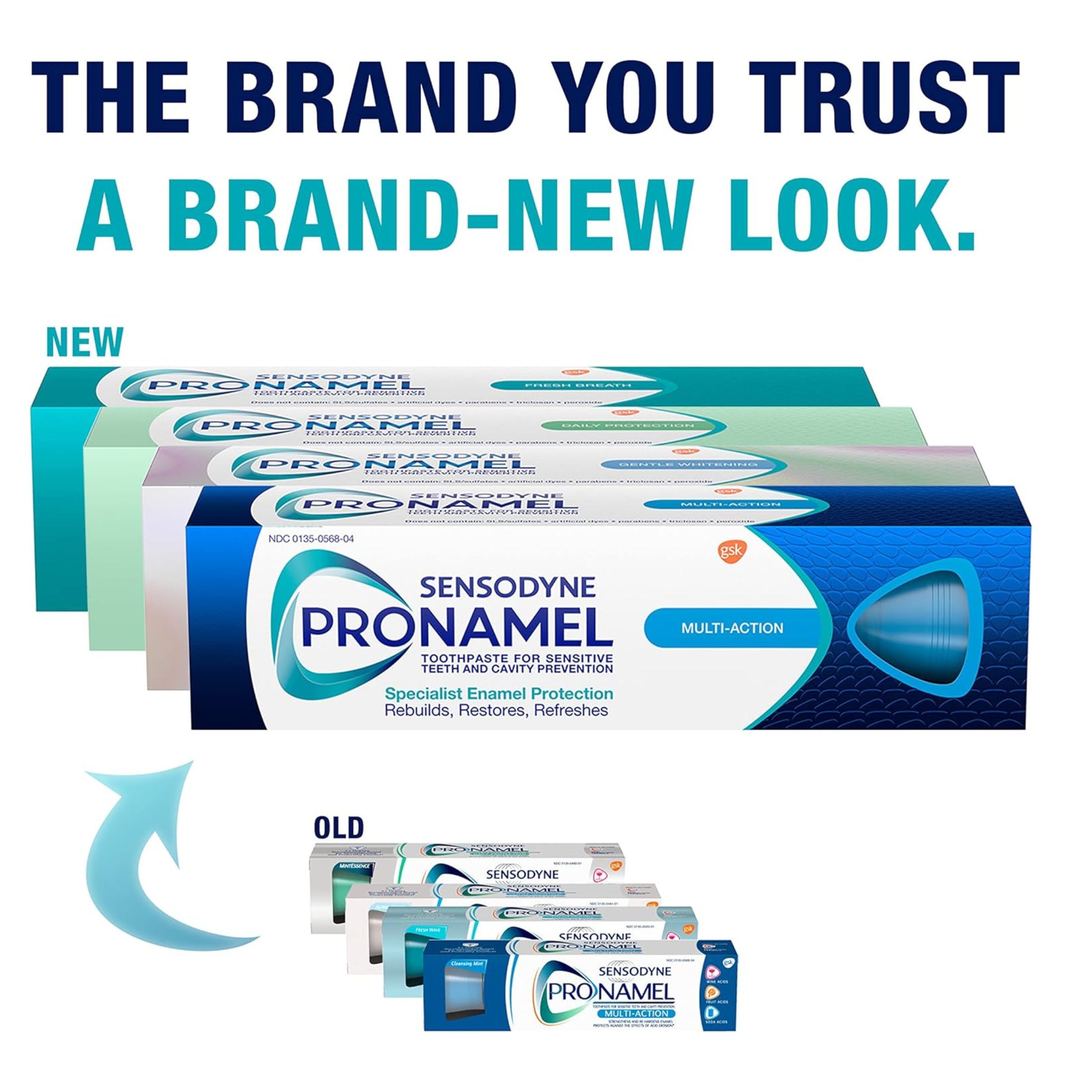 Sensodyne Pronamel Multi Action Enamel Toothpaste For Sensitive Teeth, Cleansing Mint 4 Ounces