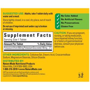 Nature Made Potassium Gluconate 550 Mg Dietary Supplement Tablets