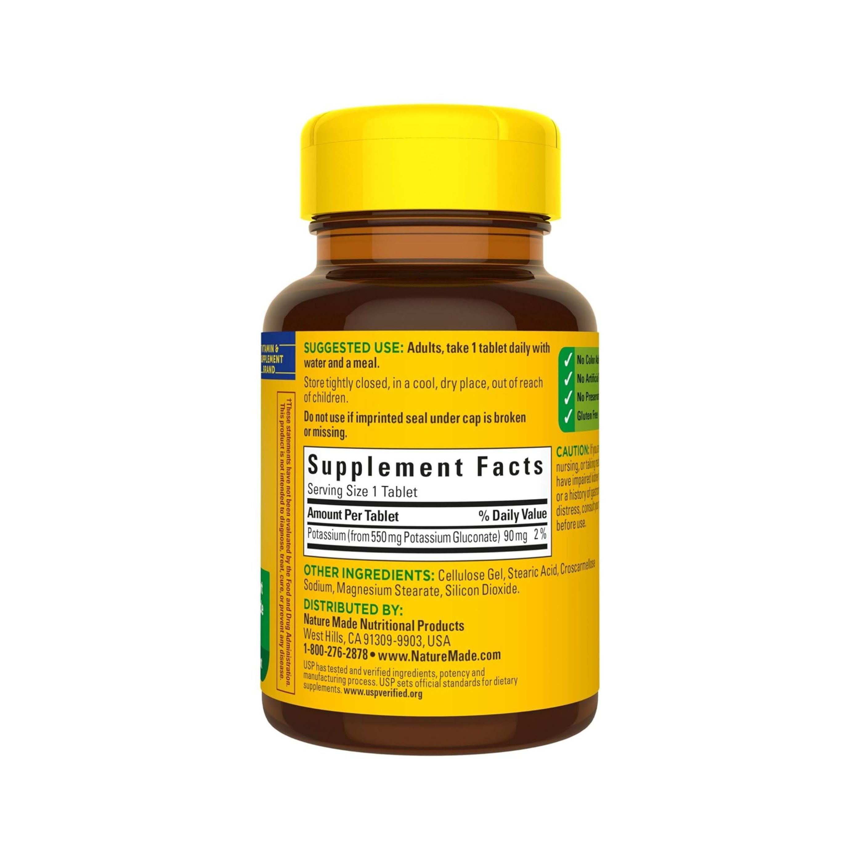 Nature Made Potassium Gluconate 550 Mg Dietary Supplement Tablets